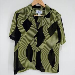 Vintage BFA Classics Top Women’s 12 Black & Green Sheer Retro 80’s Made In USA